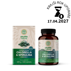 Ekološka alga mix Chlorella&Spirulina v eni tableti, 240 tbl. - krajši rok